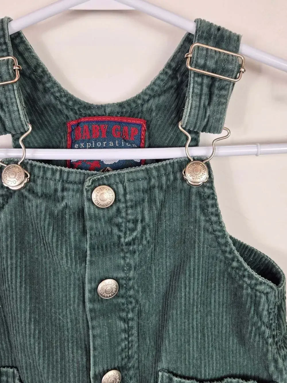 Vintage Baby Gap Green Corduroy Overalls 90s Dog Embroidered 12M